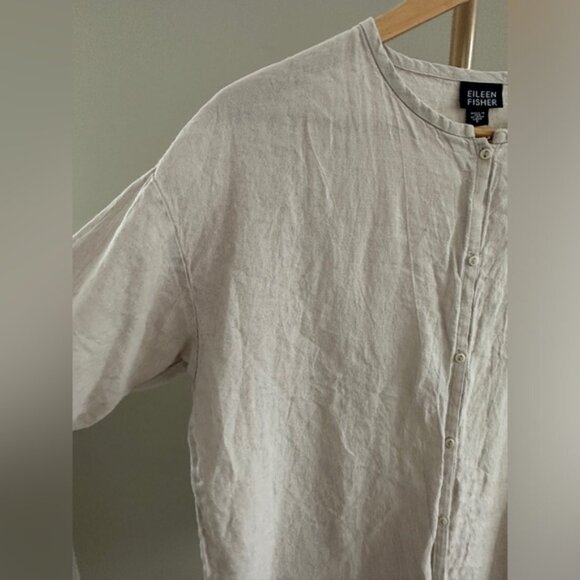 Eileen Fisher Linen Button-Down Tunic – Size Small | Natural Linen - Picture 4 of 6